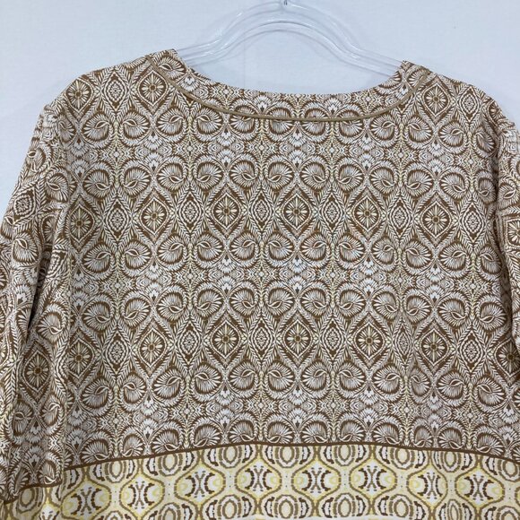 Susan Graver sz 3X Boho Abstract Print Split Neck 3/4 Sleeve Stretch Knit Tunic - Picture 10 of 11